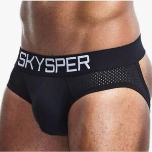 SKYSPER Men's Jockstrap Breathable Mesh Jock Male Underwear Sz L Black New